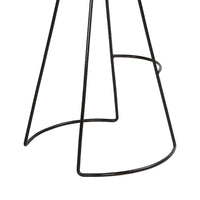 Uri 32 Inch Modern Bar Stool, Genuine Leather Seat, Metal Frame, Button Tufted, Tan Brown, Black - UPT-266370