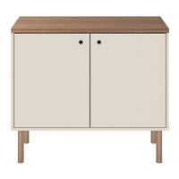 35 Inch 2 Door Wooden Storage Cabinet, Rectangular, 1 Shelf, White, Brown - UPT-271307