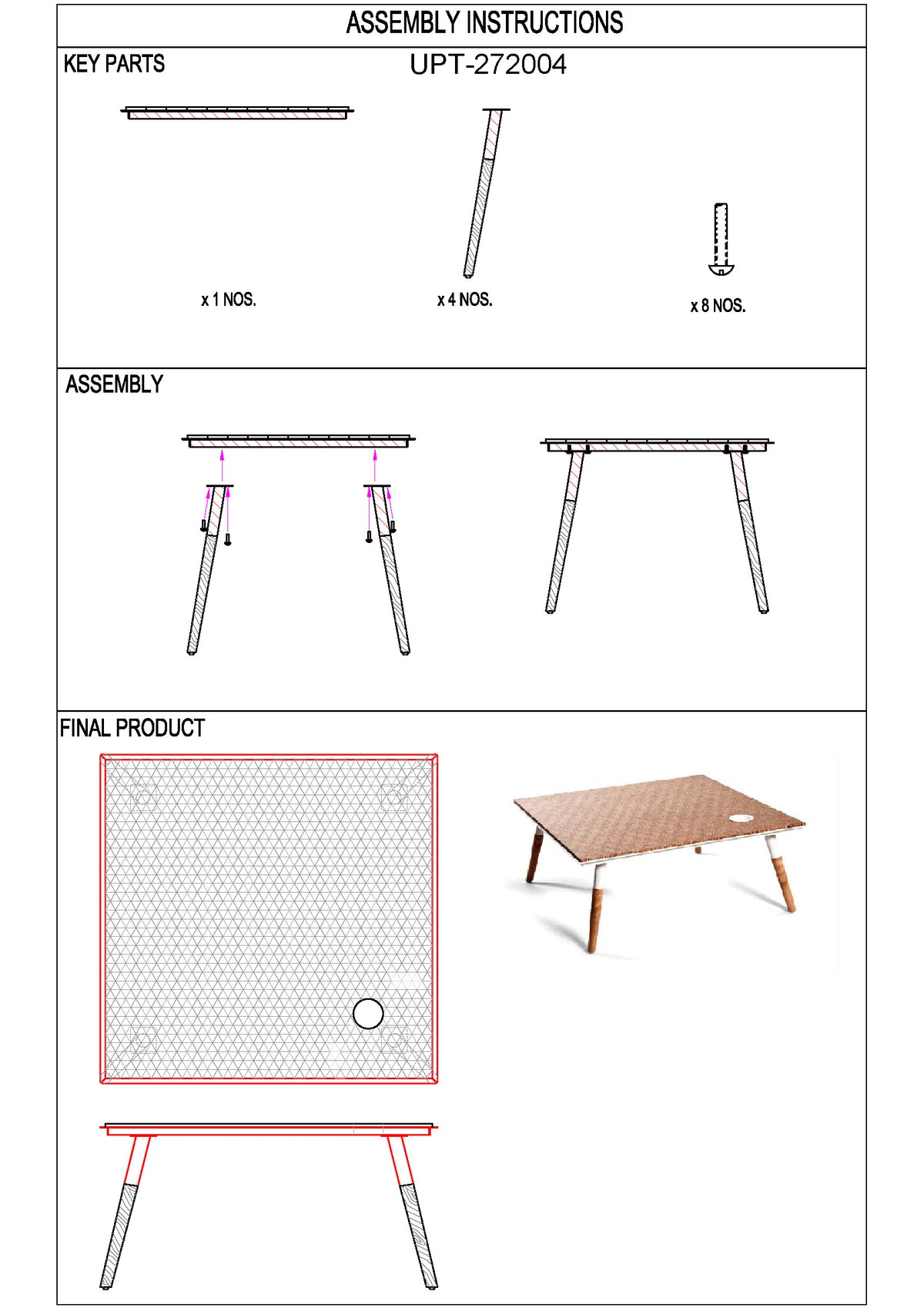 Paige 31 Inch Illusion Rectangular Wooden Coffee Table, Wood Brown, White - UPT-272004