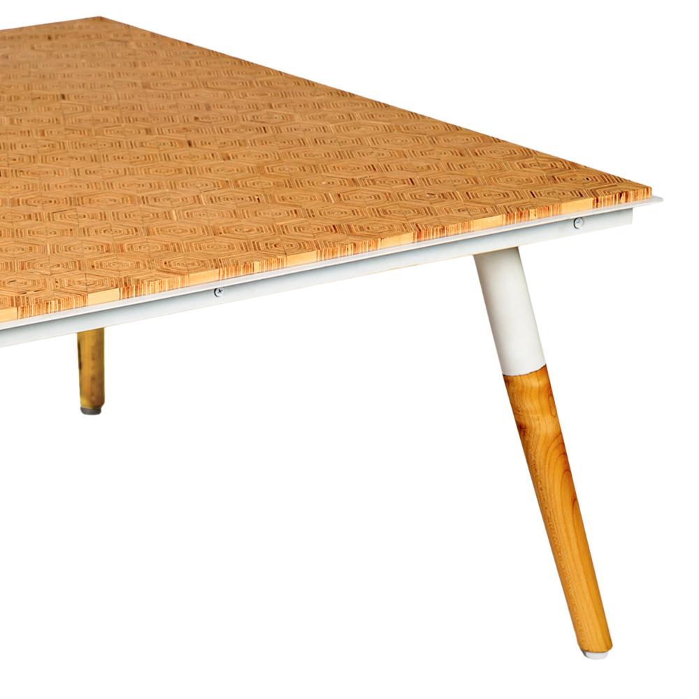 Paige 31 Inch Illusion Rectangular Wooden Coffee Table, Wood Brown, White - UPT-272004