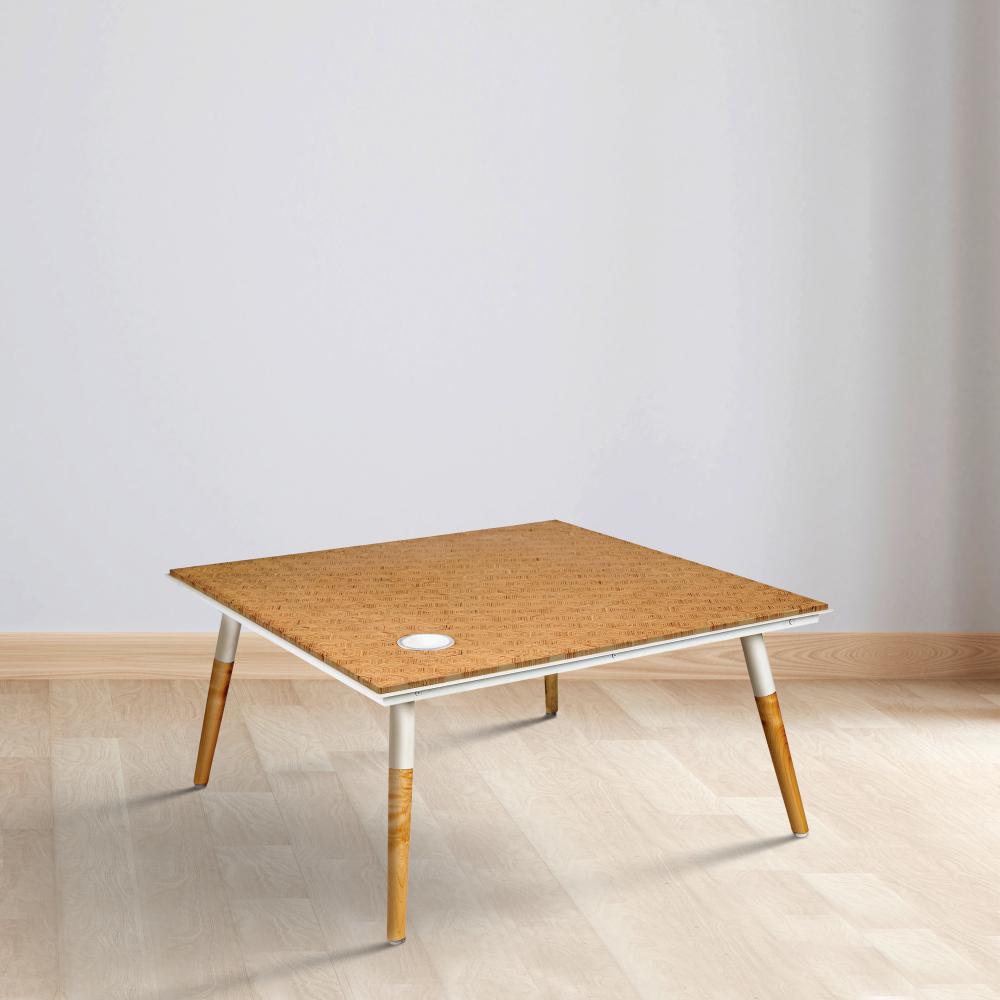 Paige 31 Inch Illusion Rectangular Wooden Coffee Table, Wood Brown, White - UPT-272004