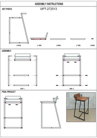 35 Inch Industrial Style Acacia Wood Barstool with Metal Frame, Brown and Black - UPT-272013