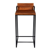 35 Inch Industrial Style Acacia Wood Barstool with Metal Frame, Brown and Black - UPT-272013