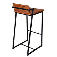 35 Inch Industrial Style Acacia Wood Barstool with Metal Frame, Brown and Black - UPT-272013