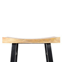 Wooden Saddle Seat 30 Inch Barstool With Ladder Base, Brown and Black - UPT‐636042216