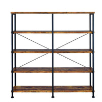 63 Inch Industrial 4 Tier Shelf Bookshelf, Particleboard, Metal Frame, Brown, Black - BM159420