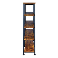 63 Inch Industrial 4 Tier Shelf Bookshelf, Particleboard, Metal Frame, Brown, Black - BM159420