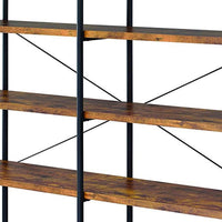 63 Inch Industrial 4 Tier Shelf Bookshelf, Particleboard, Metal Frame, Brown, Black - BM159420