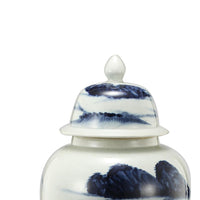 Ceramic Windswept Ginger Jar In White And Blue - BM180954