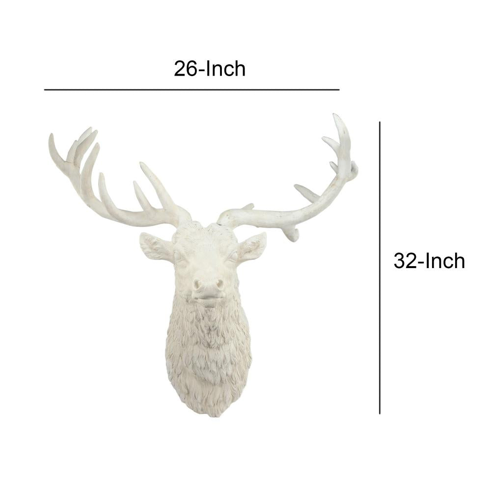 Magnesia Deer Head Wall Accent, White - BM180980