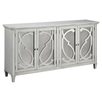 4 Panel Door Cabinet with Fluted Detail in Antique White - BM210643