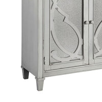 4 Panel Door Cabinet with Fluted Detail in Antique White - BM210643