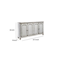 4 Panel Door Cabinet with Fluted Detail in Antique White - BM210643