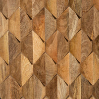 36 Inch Handcrafted Accent Cabinet, 2 Honeycomb Inlaid Doors, Mango Wood, Natural Brown - UPT-262406