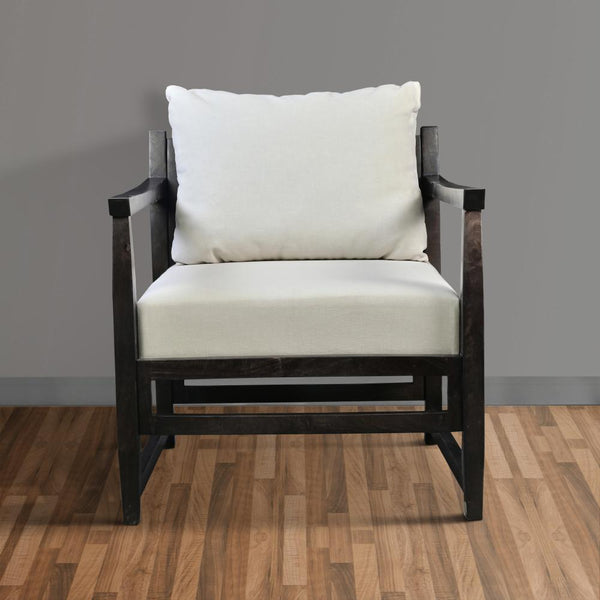 Malibu Accent Chair with Open Wood Frame, Light Gray and Black - UPT-270562