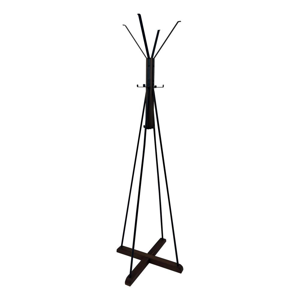 Holly 71 Inch Standing Wooden Coat Rack with Multiple Hooks Hangers, Reclaimed Wood and Iron, Brown, Black - UPT-273093