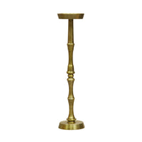 26 Inch Side End Drink Table, Turned Pedestal Metal Base, Round Top, Oxidized Brass - UPT-297050