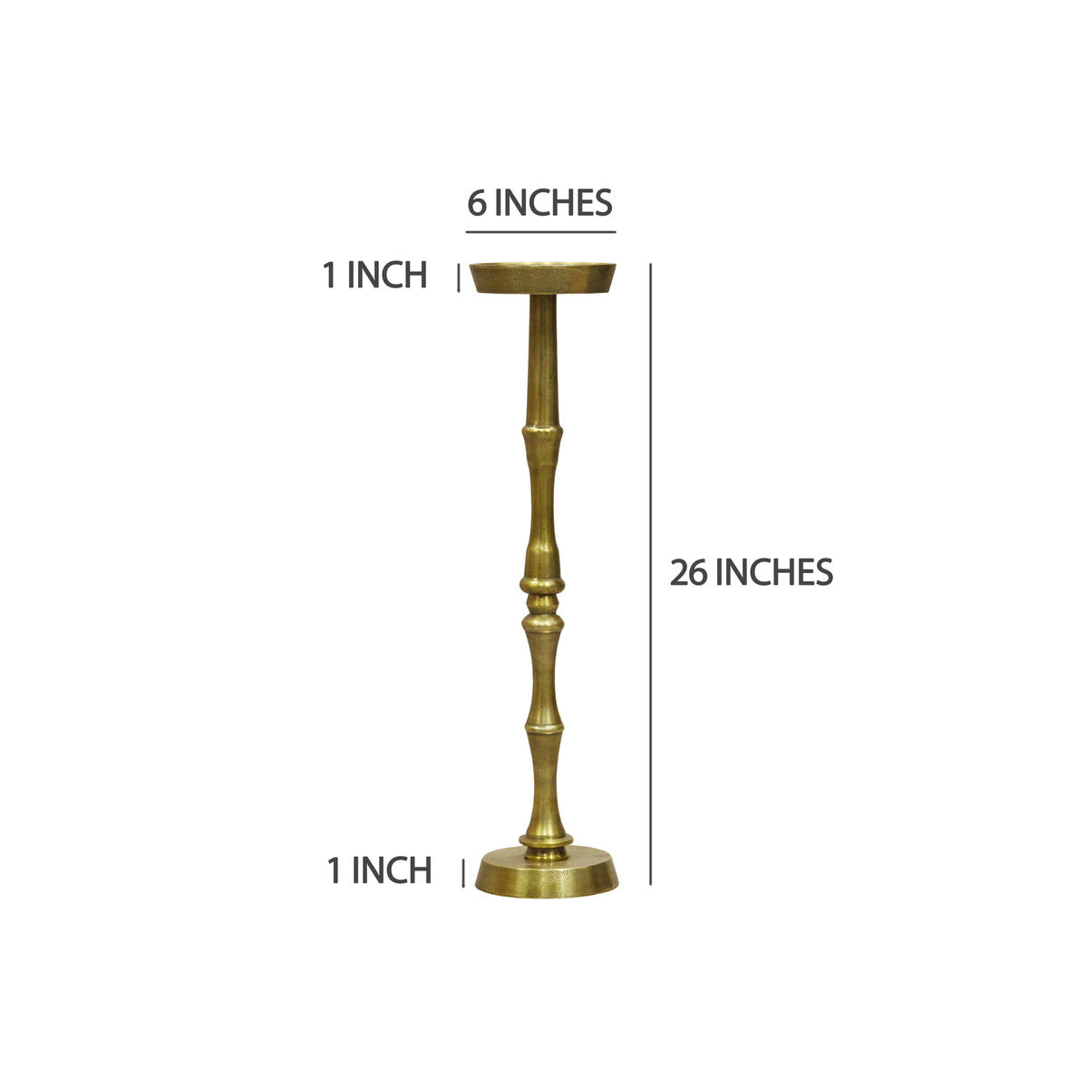 26 Inch Side End Drink Table, Turned Pedestal Metal Base, Round Top, Oxidized Brass - UPT-297050