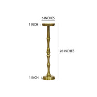 26 Inch Side End Drink Table, Turned Pedestal Metal Base, Round Top, Oxidized Brass - UPT-297050