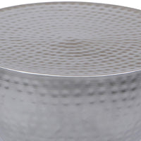 Industrial Style Hammered Texture Iron Stool with Hourglass Shaped Body, Silver - BM00602