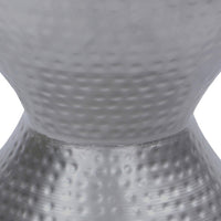 Industrial Style Hammered Texture Iron Stool with Hourglass Shaped Body, Silver - BM00602