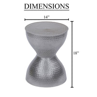 Industrial Style Hammered Texture Iron Stool with Hourglass Shaped Body, Silver - BM00602