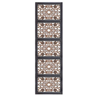Rectangular Wall Panel with Intricate Floral Carvings, Burnt Black - BM01869