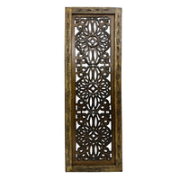 Benzara Floral Hand Carved Wooden Wall Panels, Assortment of Two, Brown - BM01881