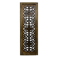 Benzara Floral Hand Carved Wooden Wall Panels, Assortment of Two, Brown - BM01881