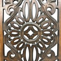 Benzara Floral Hand Carved Wooden Wall Panels, Assortment of Two, Brown - BM01881