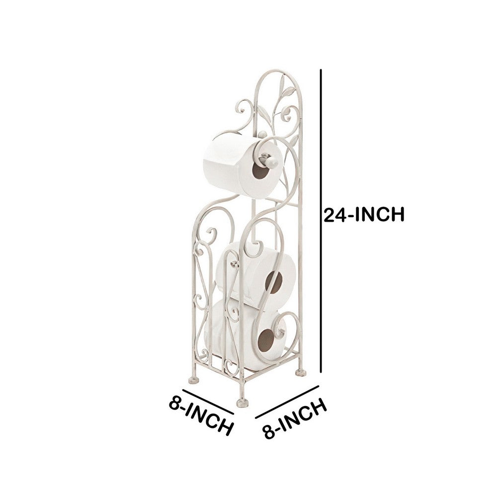 Noe Benzara Classic Free standing Metal Toilet Paper Holder, Off White - BM05342