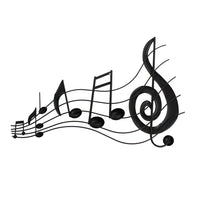 26 Inch Handmade Metal Wall Mount Accent Decor with Musical Notes and Treble Clef, Black, Red - BM05414