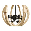 26 Inch 6 Light Vintage Orb Chandelier, Mango Wood Frame, Distressed White - BM148635
