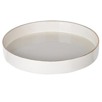Mimosa Plastic Round Tray, Gold Accented Trims, Glossy White - BM152860