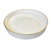 Mimosa Plastic Round Tray, Gold Accented Trims, Glossy White - BM152860