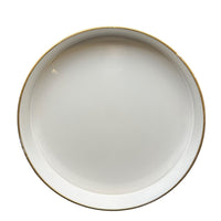 Mimosa Plastic Round Tray, Gold Accented Trims, Glossy White - BM152860