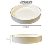 Mimosa Plastic Round Tray, Gold Accented Trims, Glossy White - BM152860