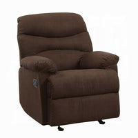 Fabric Upholstered Recliner With Padded Arms, Chocolate Brown - AMF-00632W