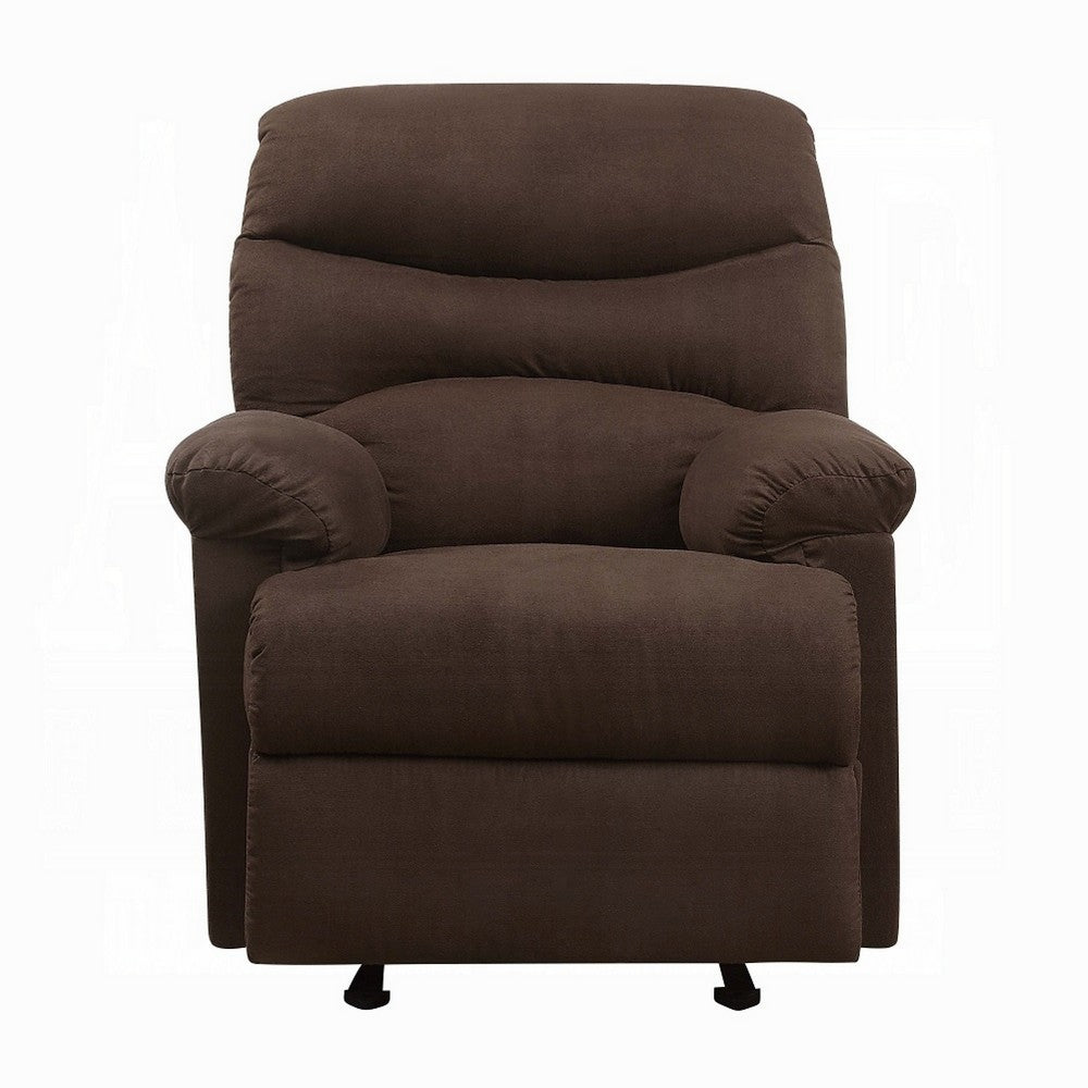 Fabric Upholstered Recliner With Padded Arms, Chocolate Brown - AMF-00632W