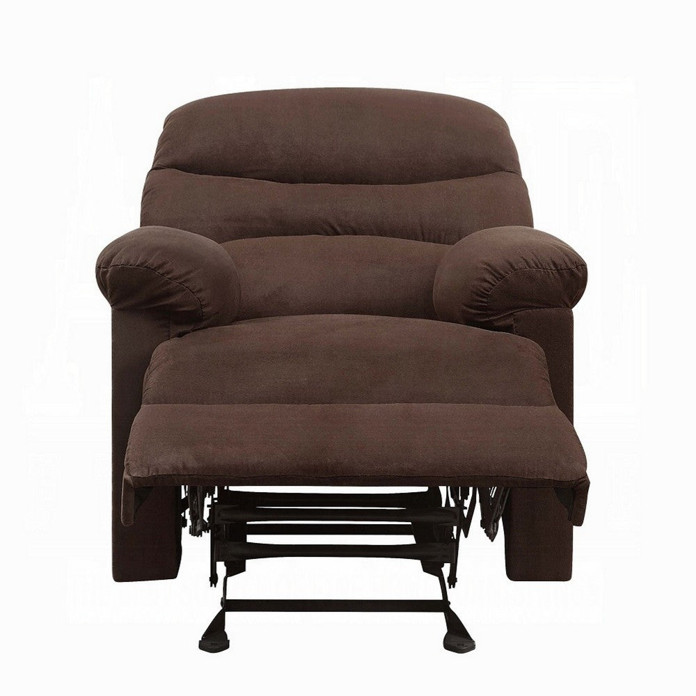 Fabric Upholstered Recliner With Padded Arms, Chocolate Brown - AMF-00632W