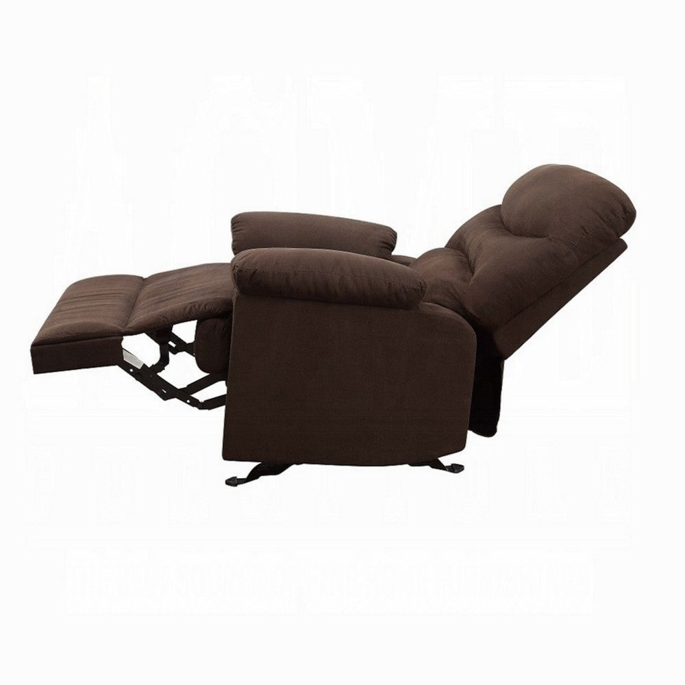 Fabric Upholstered Recliner With Padded Arms, Chocolate Brown - AMF-00632W