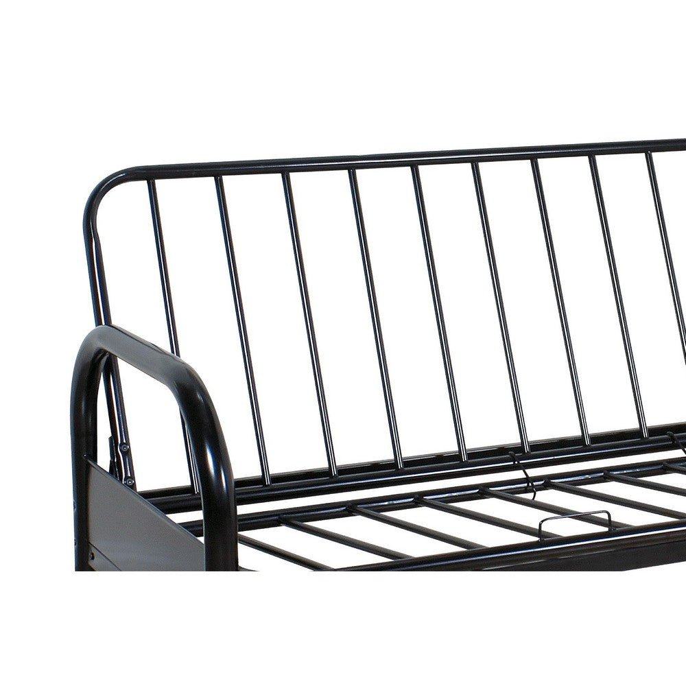 Contemporary Metal Adjustable Sofa Frame with Metal Armrests, Black - AMF-02172BK