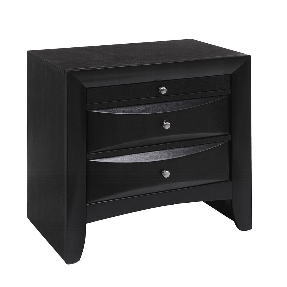 Contemporary 2 Drawer Wood  Nightstand By Ireland , Black - AMF-04163
