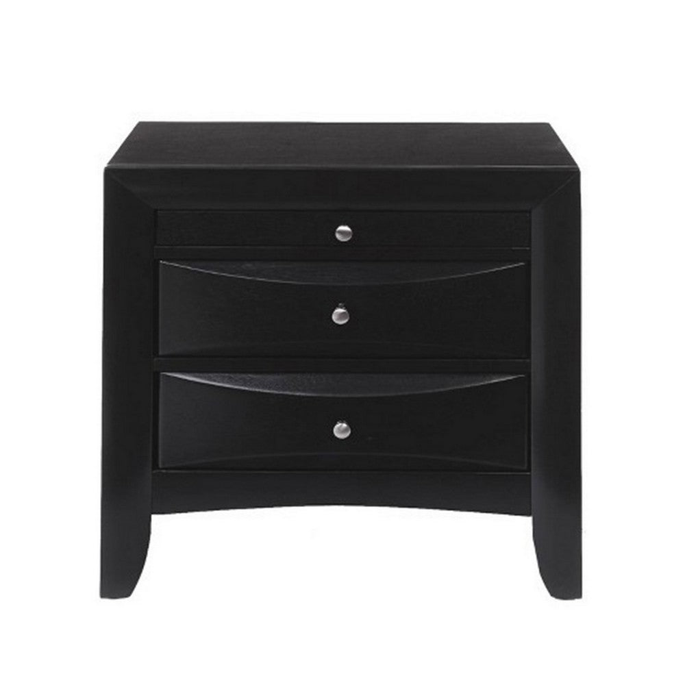 Contemporary 2 Drawer Wood  Nightstand By Ireland , Black - AMF-04163