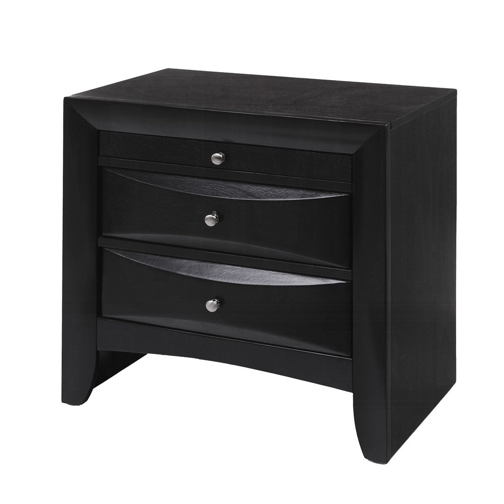 Contemporary 2 Drawer Wood  Nightstand By Ireland , Black - AMF-04163