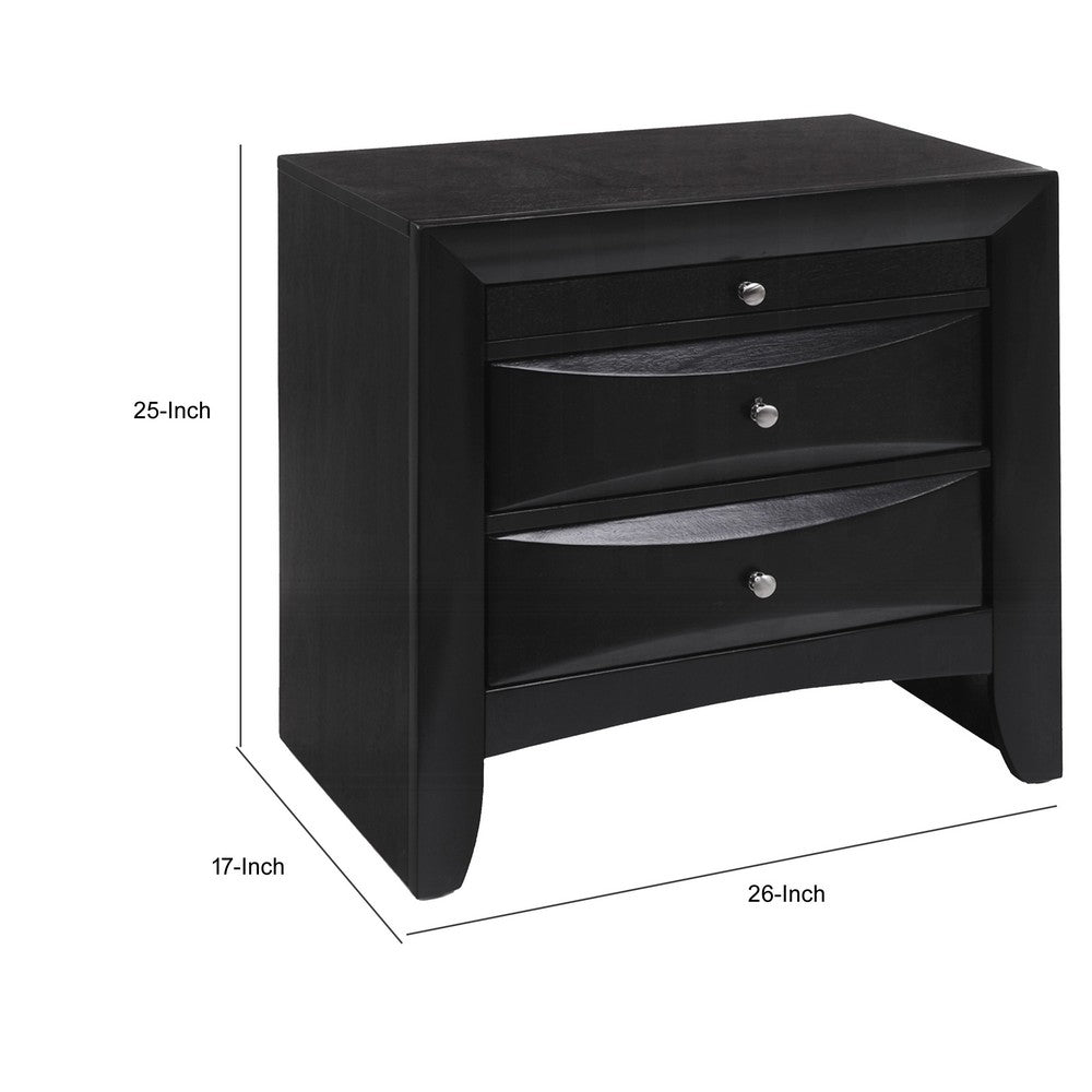 Contemporary 2 Drawer Wood  Nightstand By Ireland , Black - AMF-04163