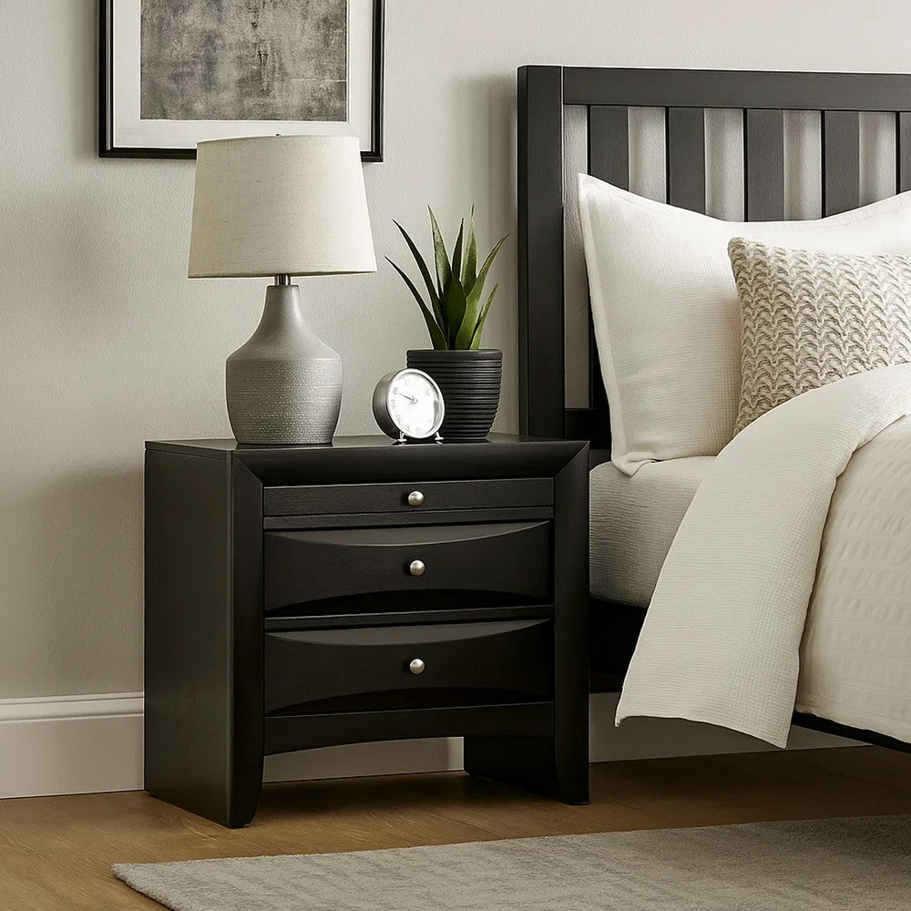 Contemporary 2 Drawer Wood  Nightstand By Ireland , Black - AMF-04163