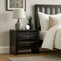 Contemporary 2 Drawer Wood  Nightstand By Ireland , Black - AMF-04163