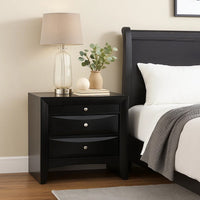 Contemporary 2 Drawer Wood  Nightstand By Ireland , Black - AMF-04163