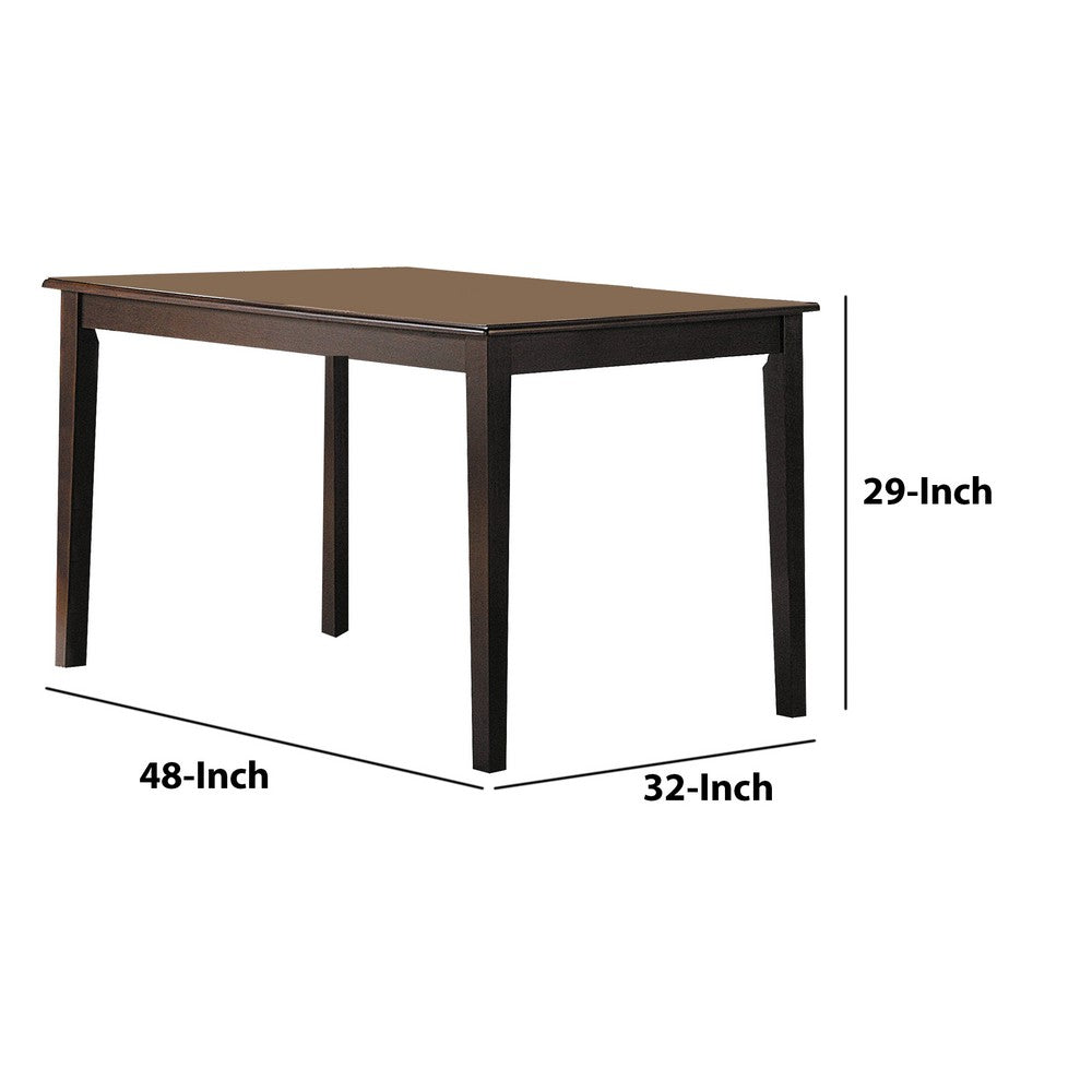 Wooden Dining Table With Tapered Legs, Espresso Brown - AMF-06850